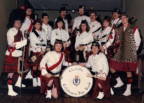 The “new” band in 1981 at a St. Patrick’s Day Celebration at the Adams Mark Motel in Charlotte.
Back Row Burt Mitchell, Bill Caudill Joe Hardy, Chris Wright, Charles Hatley, and Arch de Castrique. Middle Row John Grieg, Laura Wright, June Mitchell, Timmy Cannon, Kathy de Castrique, Kevin McCarthey. Kneeling Phil Wright and Craig de Castrique.